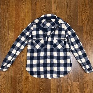 J. Crew Navy and White Buffalo Check Shirt